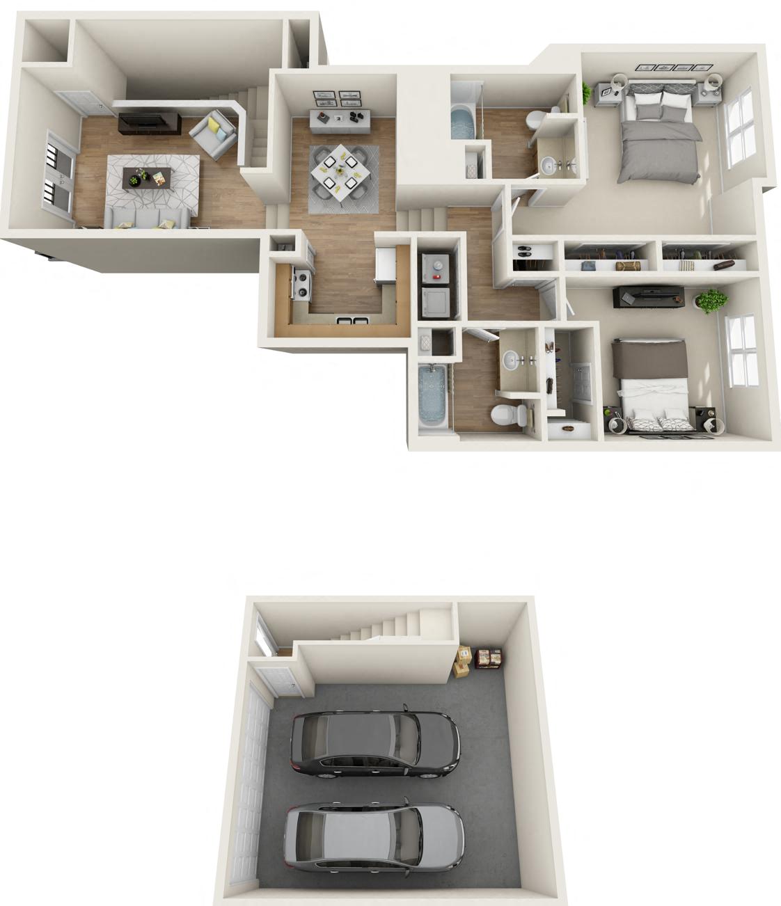 Townhouse 1_2x2_1263 - 1281 sf